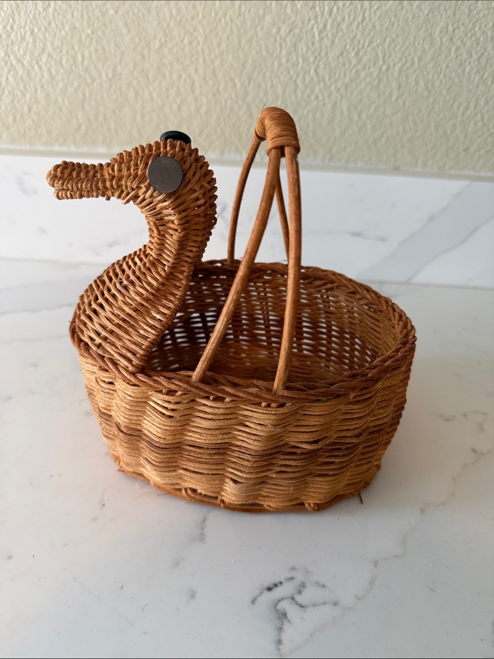 Vintage Woven Duck Basket with Handle